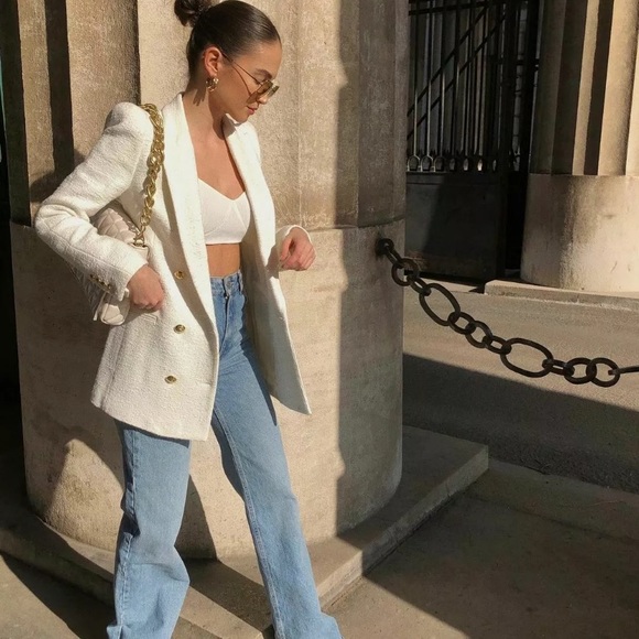 Zara white texture weave blazer - Picture 7 of 11